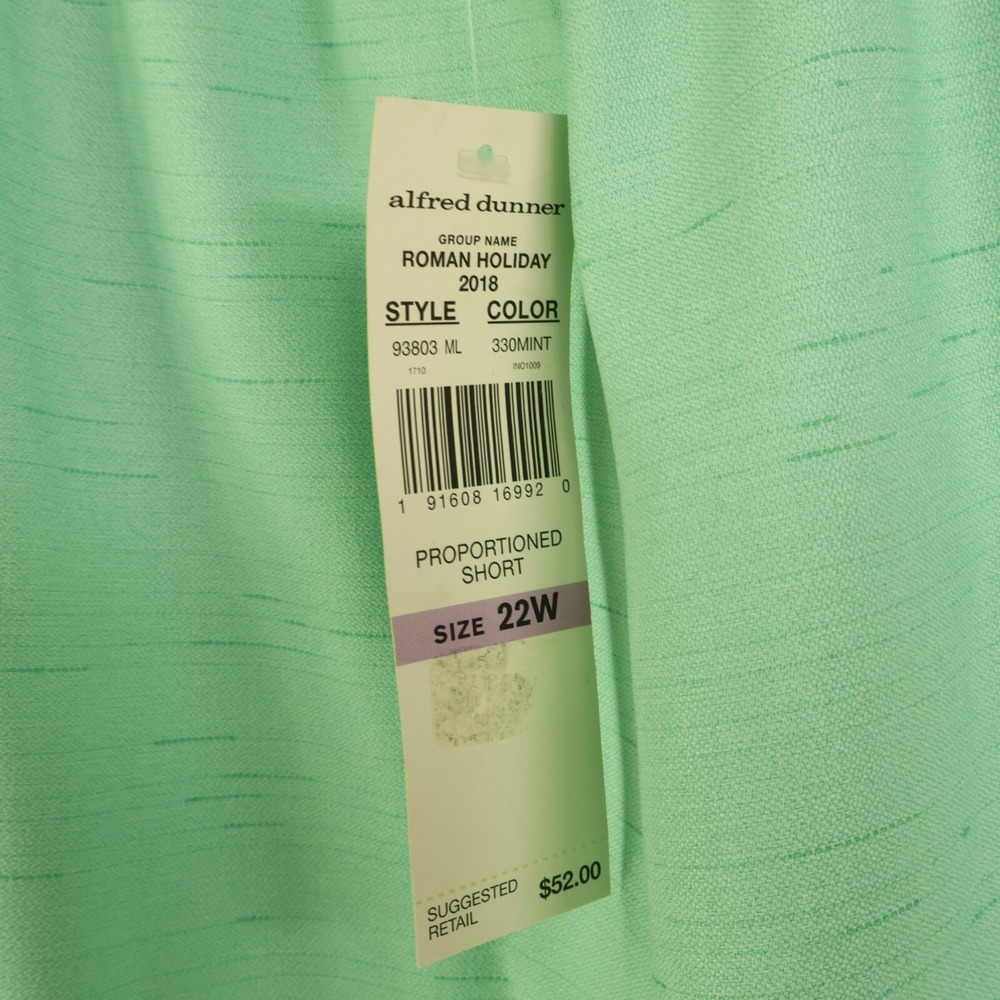 Alfred Dunner Pants Womens 22W Green Classic Fit Easy Care Stretch Waist NWT $52 - Picture 8 of 8